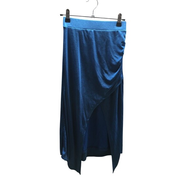 Lulus Skirt Women's Size Small Blue Stretch Asymmetrical Midi - Picture 1 of 7